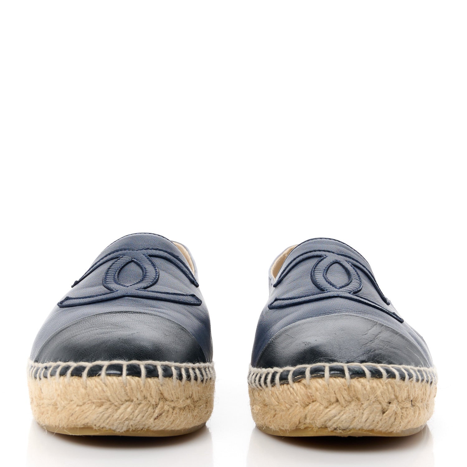 Chanel Lambskin CC Espadrilles 38 Navy Black 2 of 9