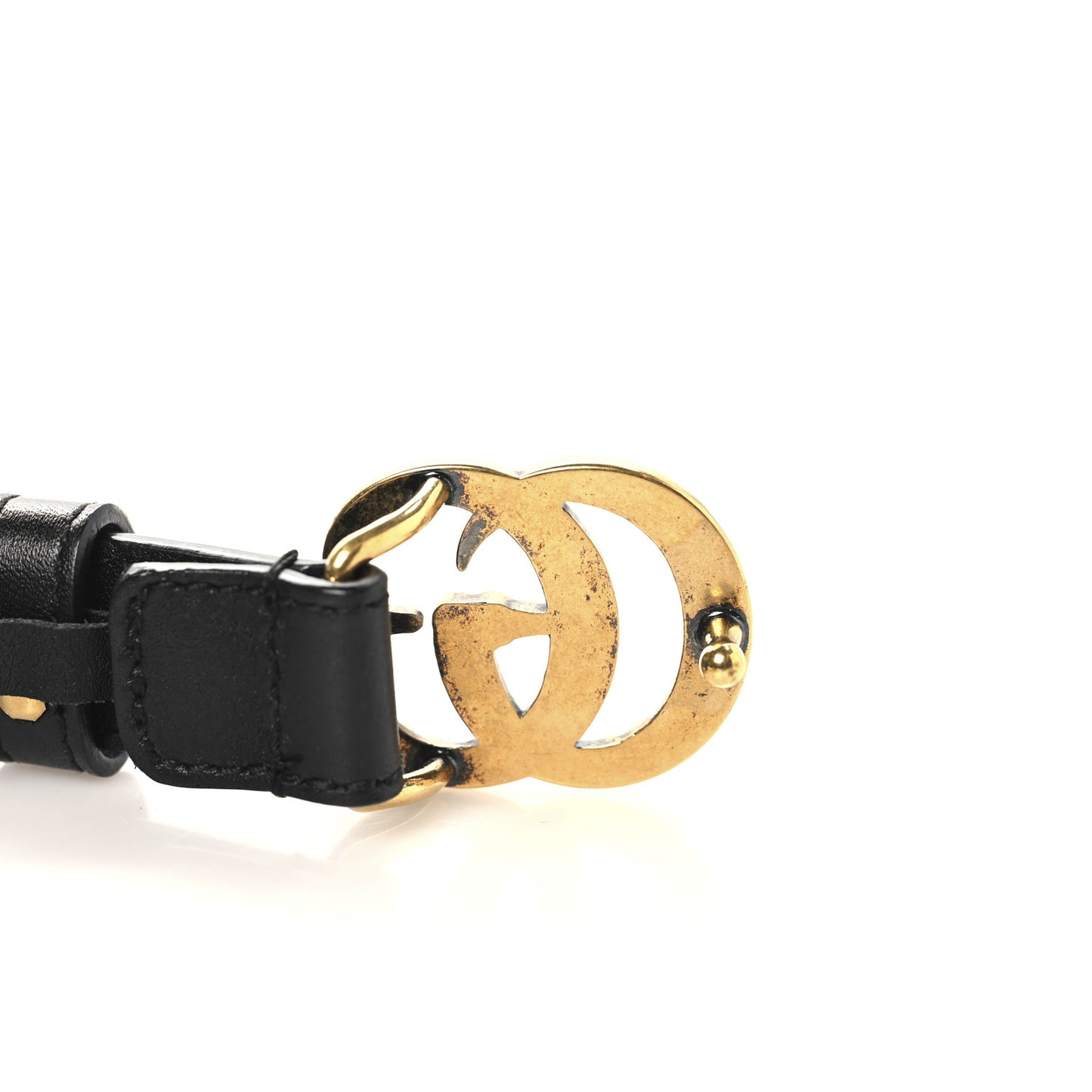 Calfskin Pearl Double G 20mm Belt 100 40 Black Cream