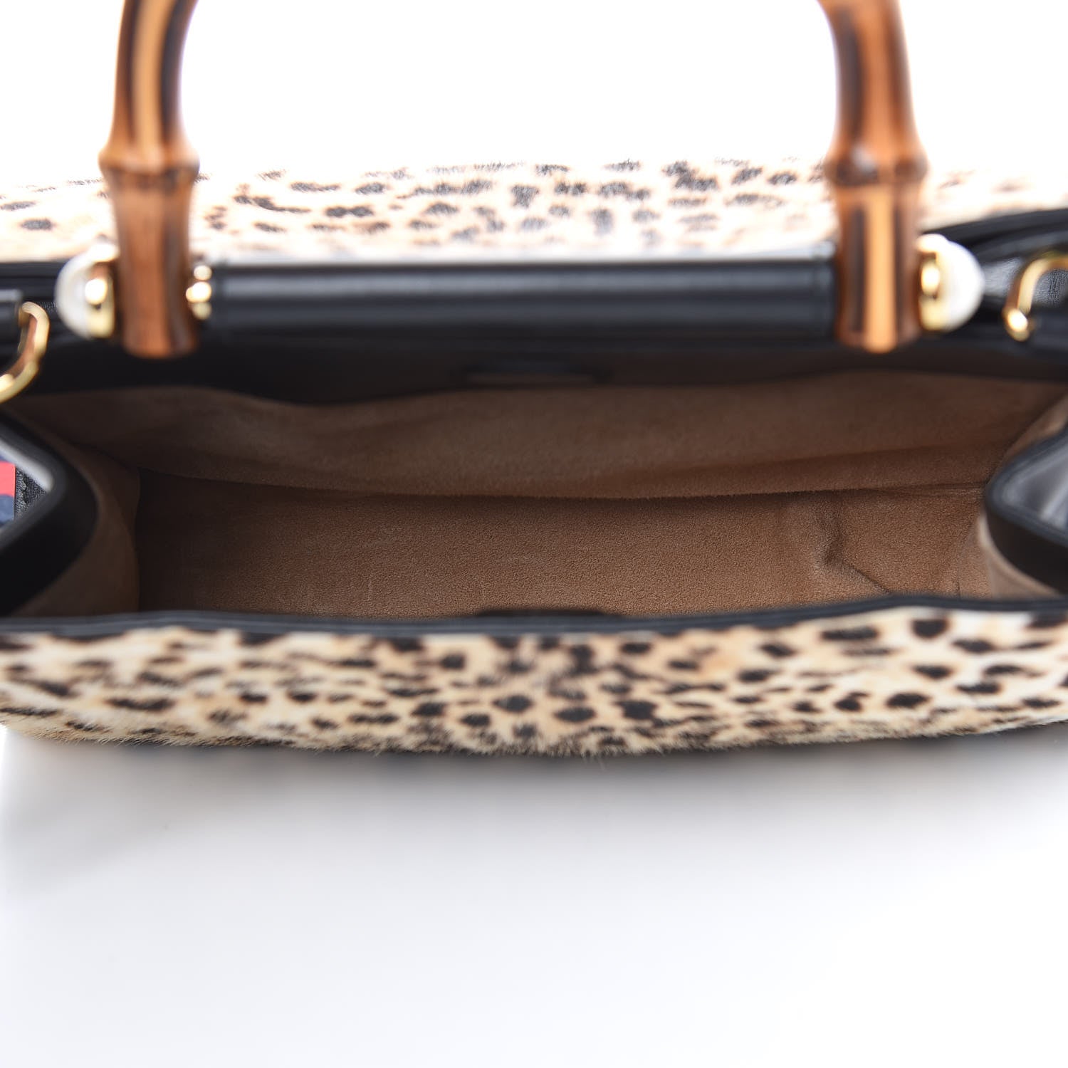 Gucci Calf Hair Bamboo Web Leopard Print Mini Nymphaea Top Handle Bag 6 of 13
