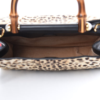 Gucci Calf Hair Bamboo Web Leopard Print Mini Nymphaea Top Handle Bag 6 of 13
