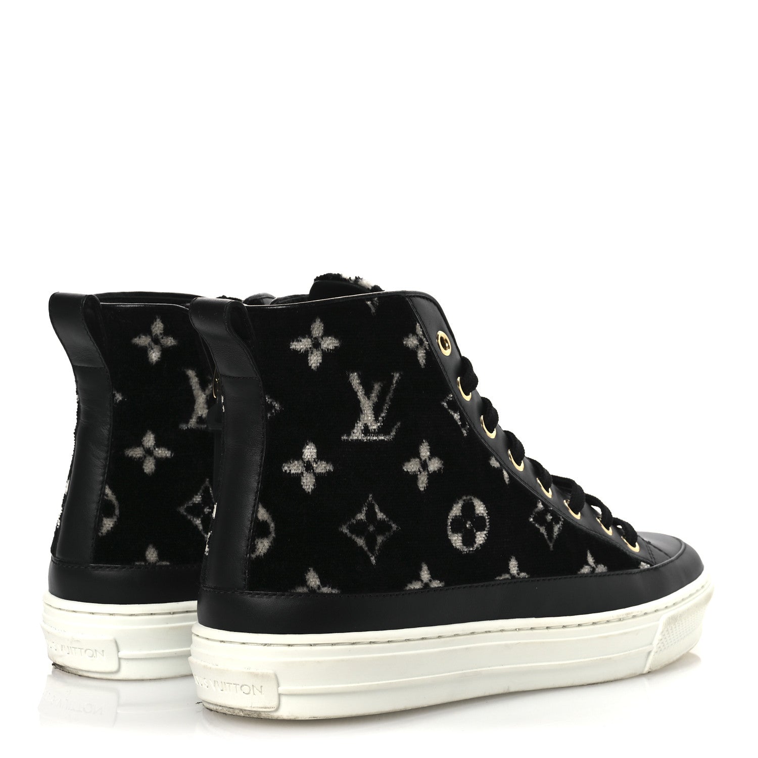 Louis Vuitton Velvet Monogram Stellar Sneakers 38.5 Black White 4 of 13
