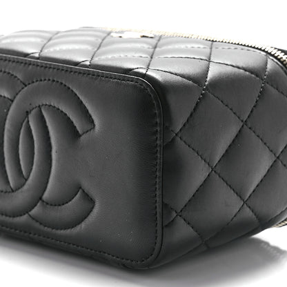 Chanel Lambskin Quilted Small Top Handle Vanity Case With Chain Black 11 of 13