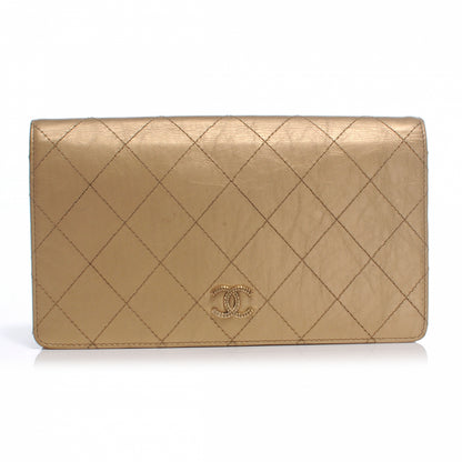 Chanel Leather Quilted Yen Wallet Gold 1 of 7