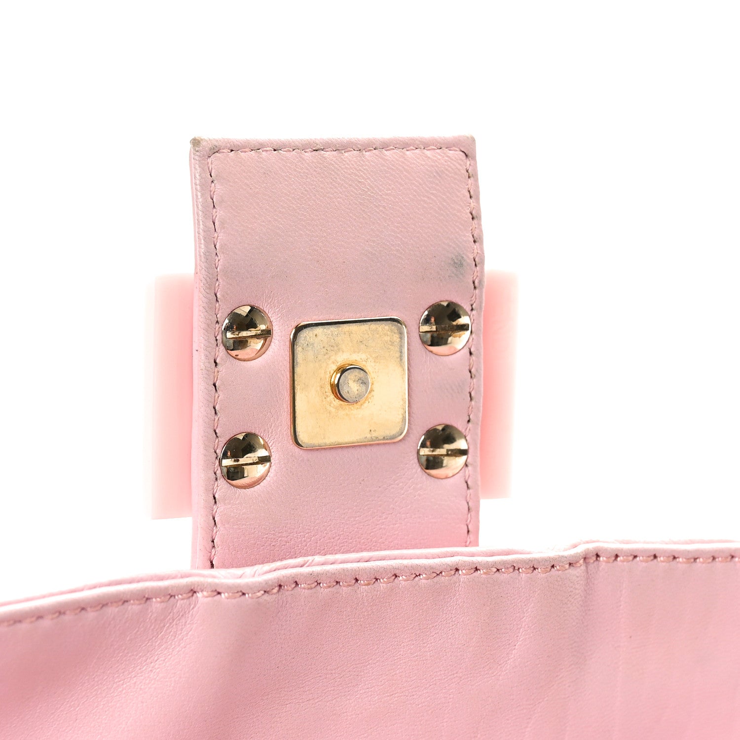 Fendi Nappa Logo Embossed Baguette Pink 14 of 14