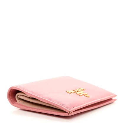 Prada Saffiano Metal Compact Snap Bi-Fold Wallet Peonia 4 of 10