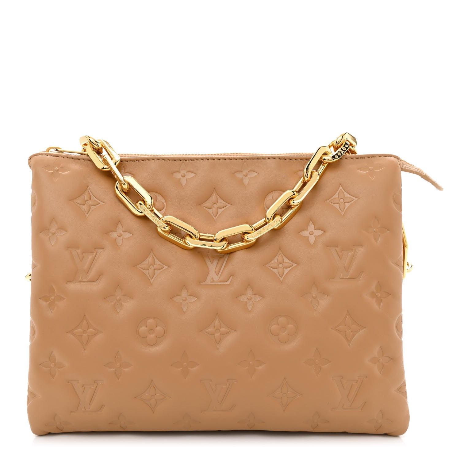 Louis Vuitton Lambskin Embossed Monogram Coussin PM Camel 1 of 11