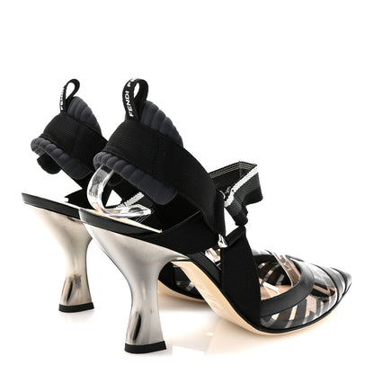 Fendi PVC Vitello FF Colibri 85mm Slingback Pumps 36.5 Transparent Black 5 of 8