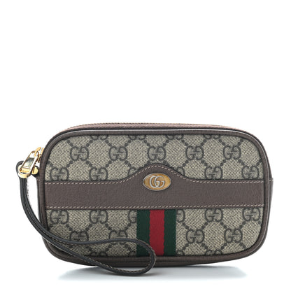 Gucci GG Supreme Monogram Ophidia Phone Case Wristlet Brown 1 of 7