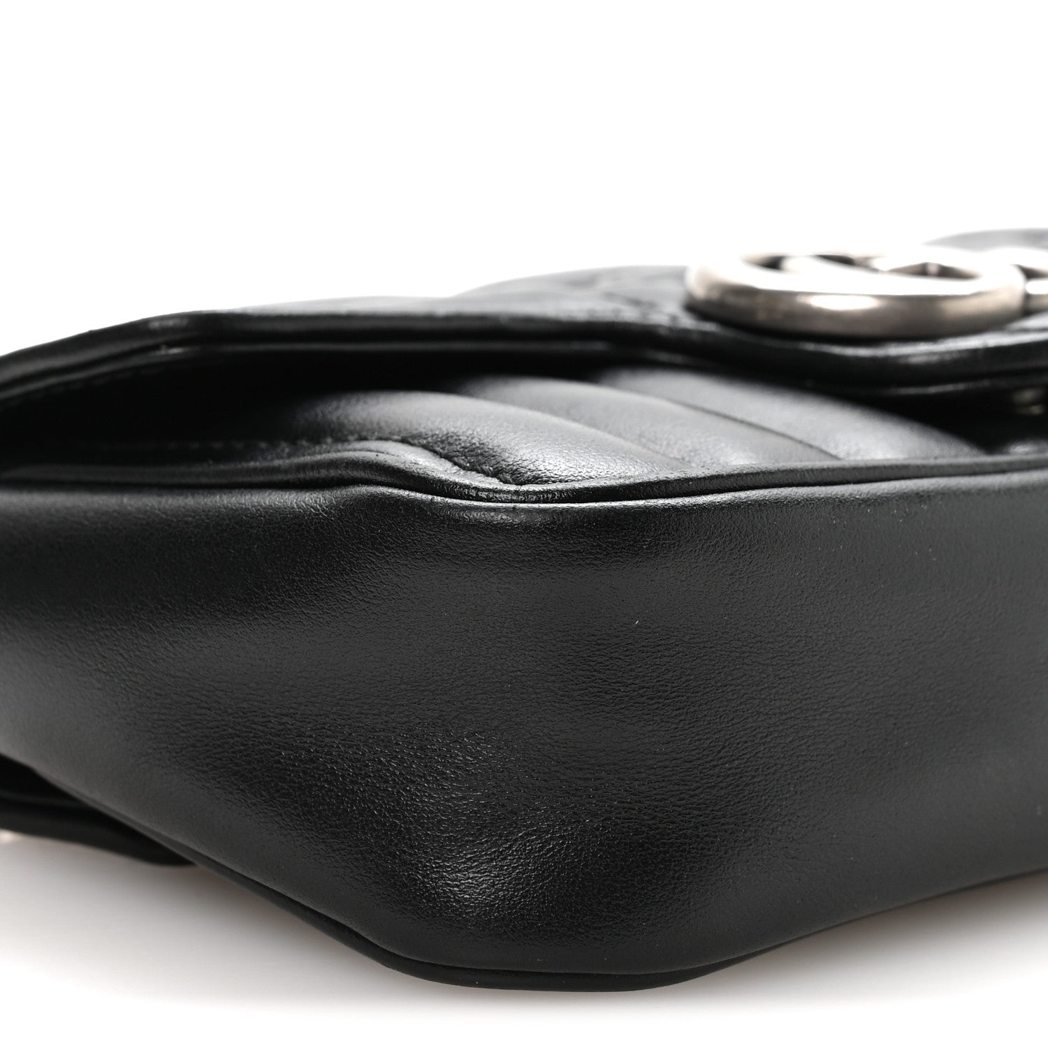 Gucci Calfskin Matelasse Aria Super Mini GG Marmont Shoulder Bag Black 8 of 10