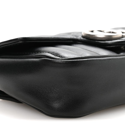 Gucci Calfskin Matelasse Aria Super Mini GG Marmont Shoulder Bag Black 8 of 10