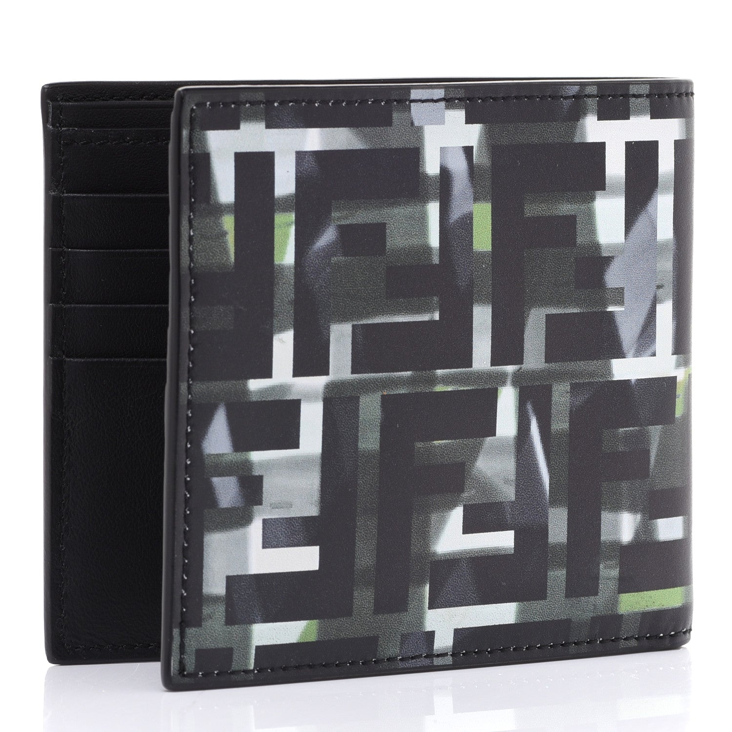 Fendi Vitello CamouFF Bi-Fold Wallet Black Multicolor 3 of 9