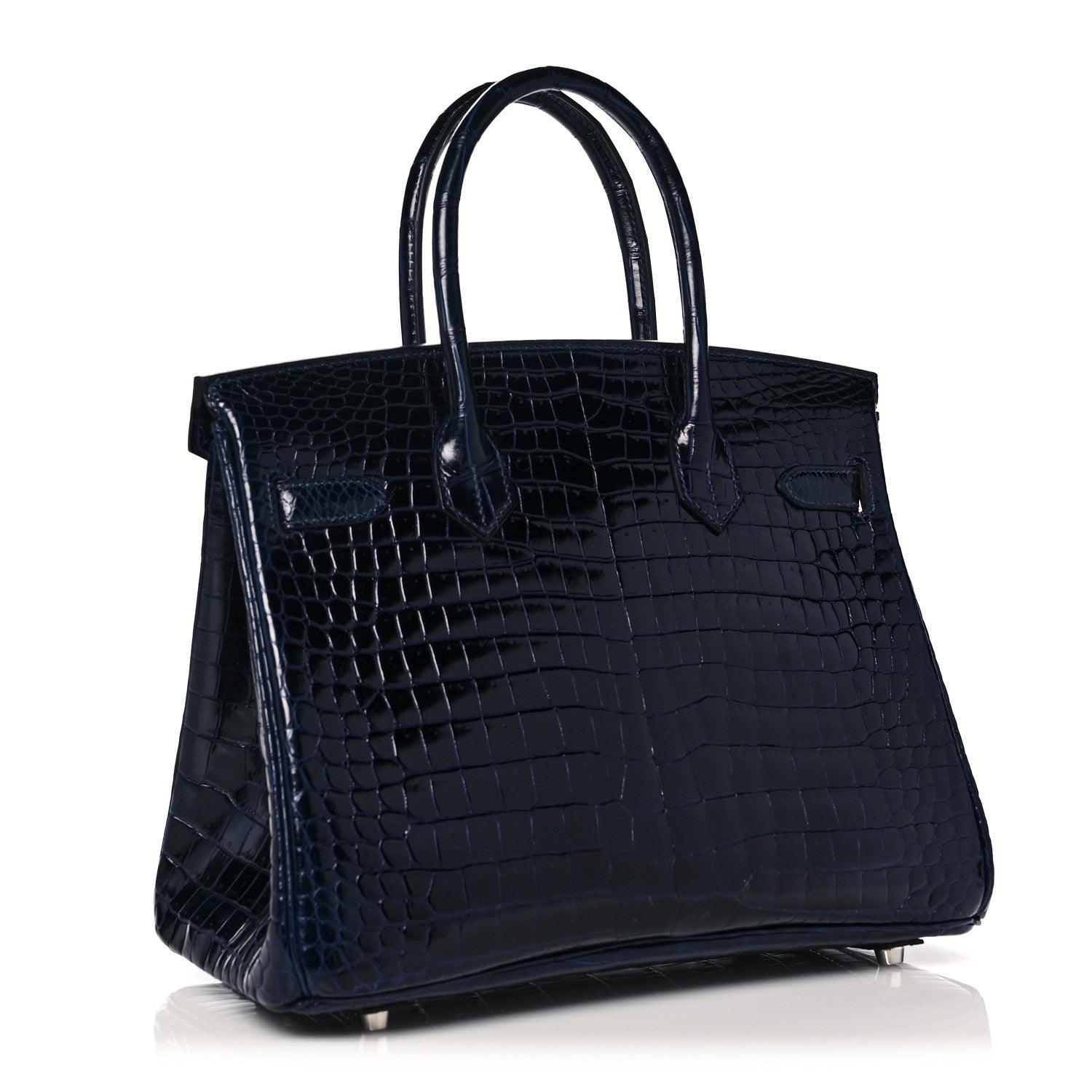 Hermes Shiny Porosus Crocodile Birkin 30 Bleu Marine 3 of 35