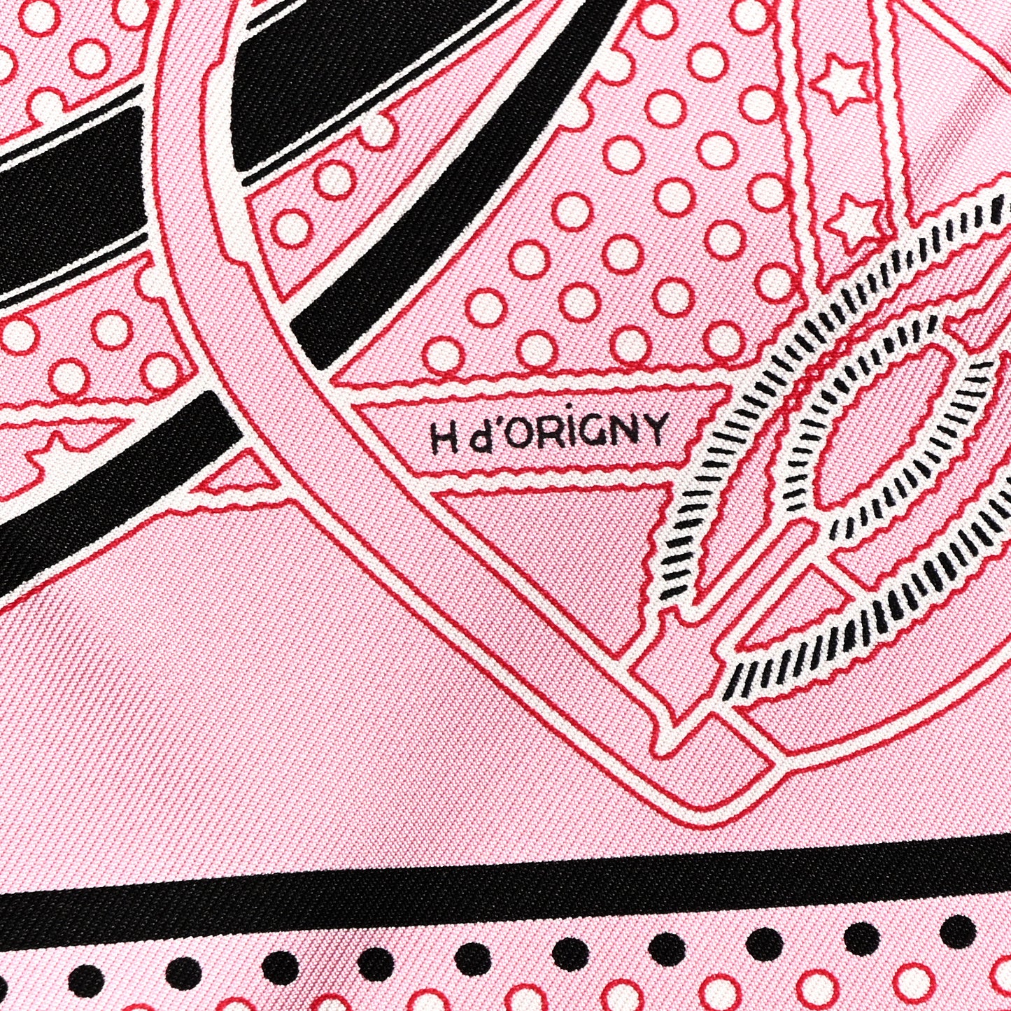 Silk Grand Manege Cut Bandana Love Scarf 70 Rouge Rose Black