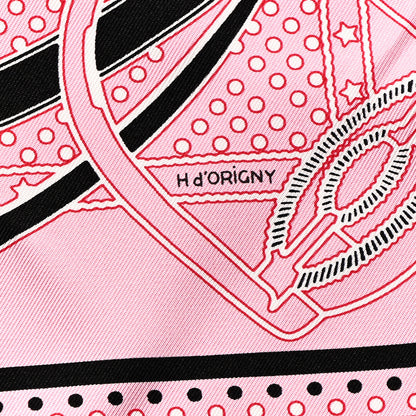Hermes Silk Grand Manege Cut Bandana Love Scarf 70 Rouge Rose Black 6 of 6