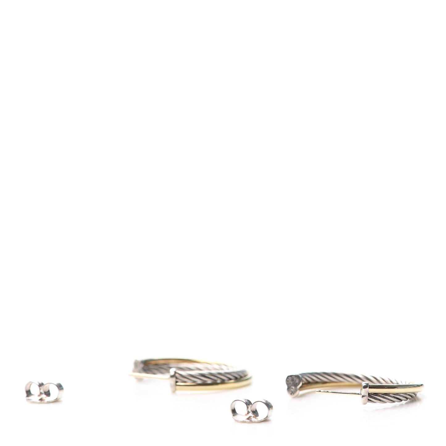 Sterling Silver 18K Yellow Gold 31mm Crossover Cable Hoop Earrings