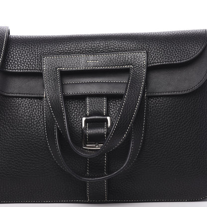 Hermes Taurillon Clemence Halzan 31 GM Black 10 of 13