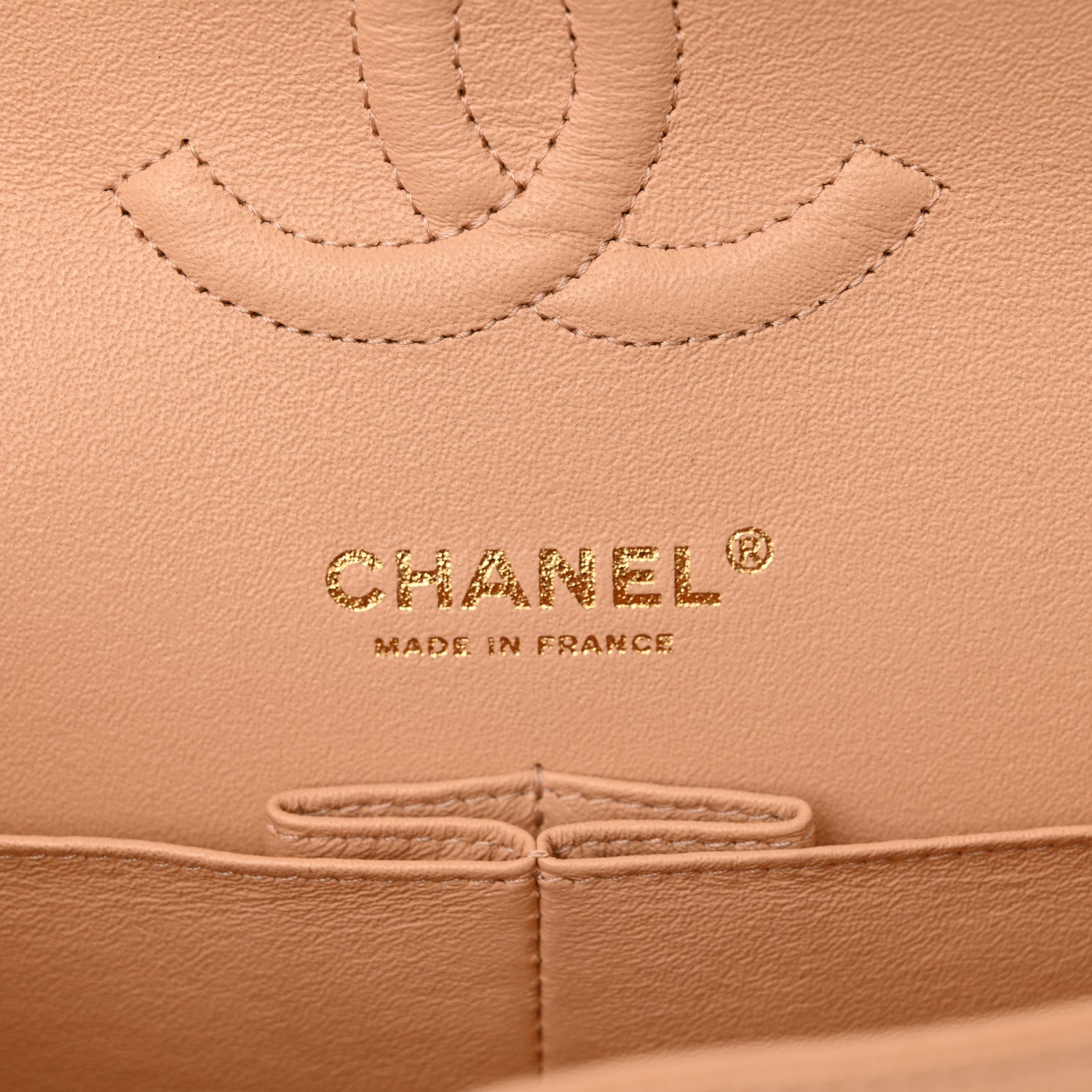 Chanel Caviar Chevron Quilted Medium Double Flap Beige 6 of 15