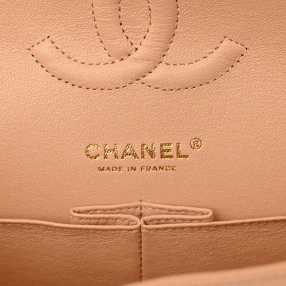 Chanel Caviar Chevron Quilted Medium Double Flap Beige 6 of 15