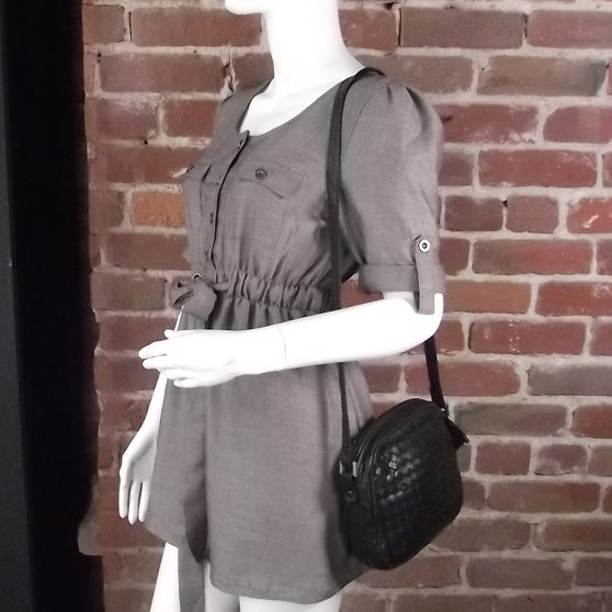 Bottega Veneta Vintage Woven Leather Shoulder Bag Black 2 of 8
