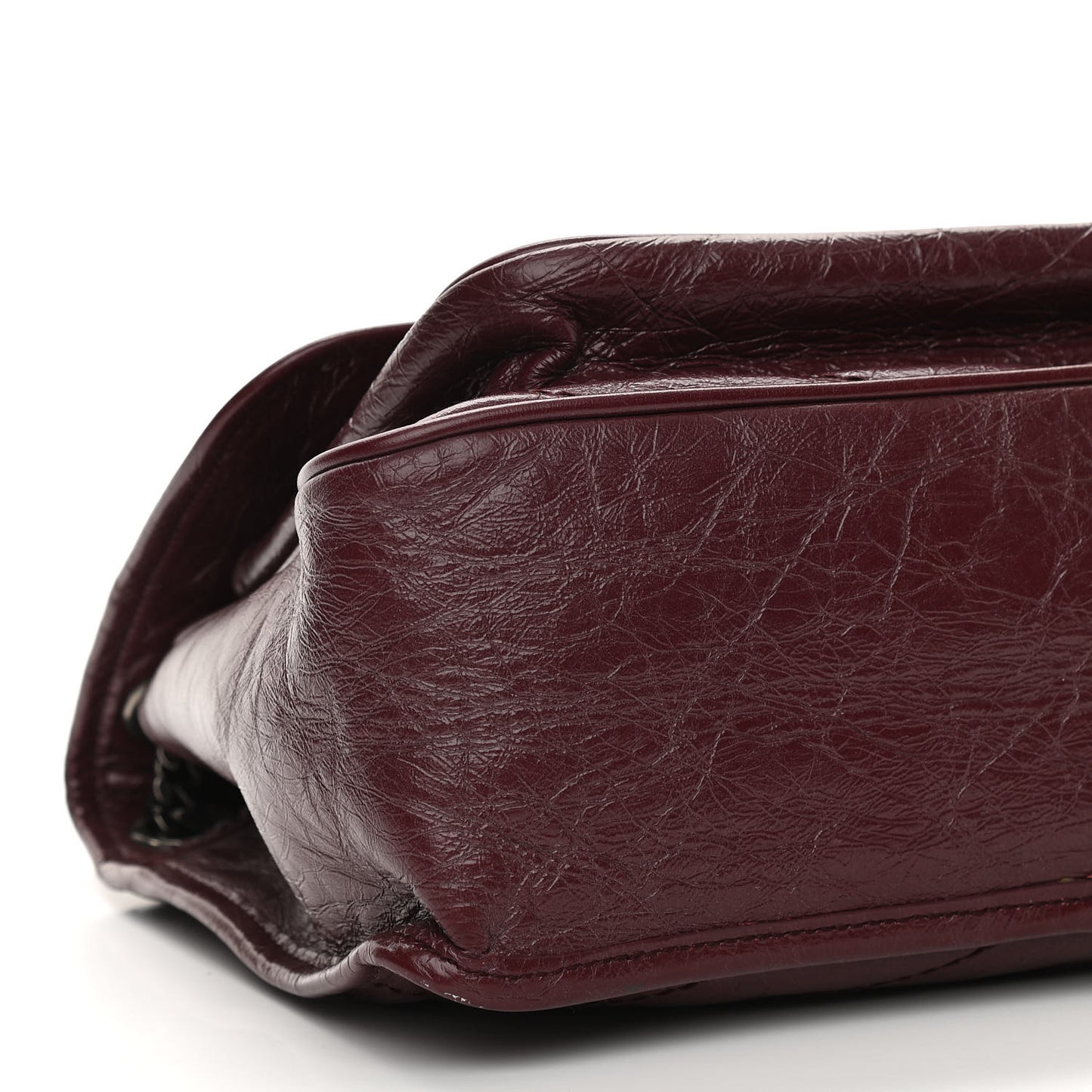 Crinkled Calfskin Matelasse Monogram Medium Niki Chain Satchel Burgundy