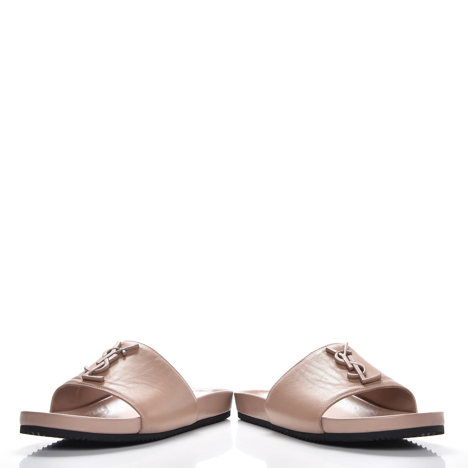 Saint Laurent Lambskin Joan Slide Sandals 38 Nude 6 of 12
