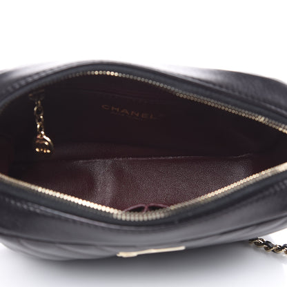 Chanel Lambskin Chevron Quilted Camera Case Black 5 of 12