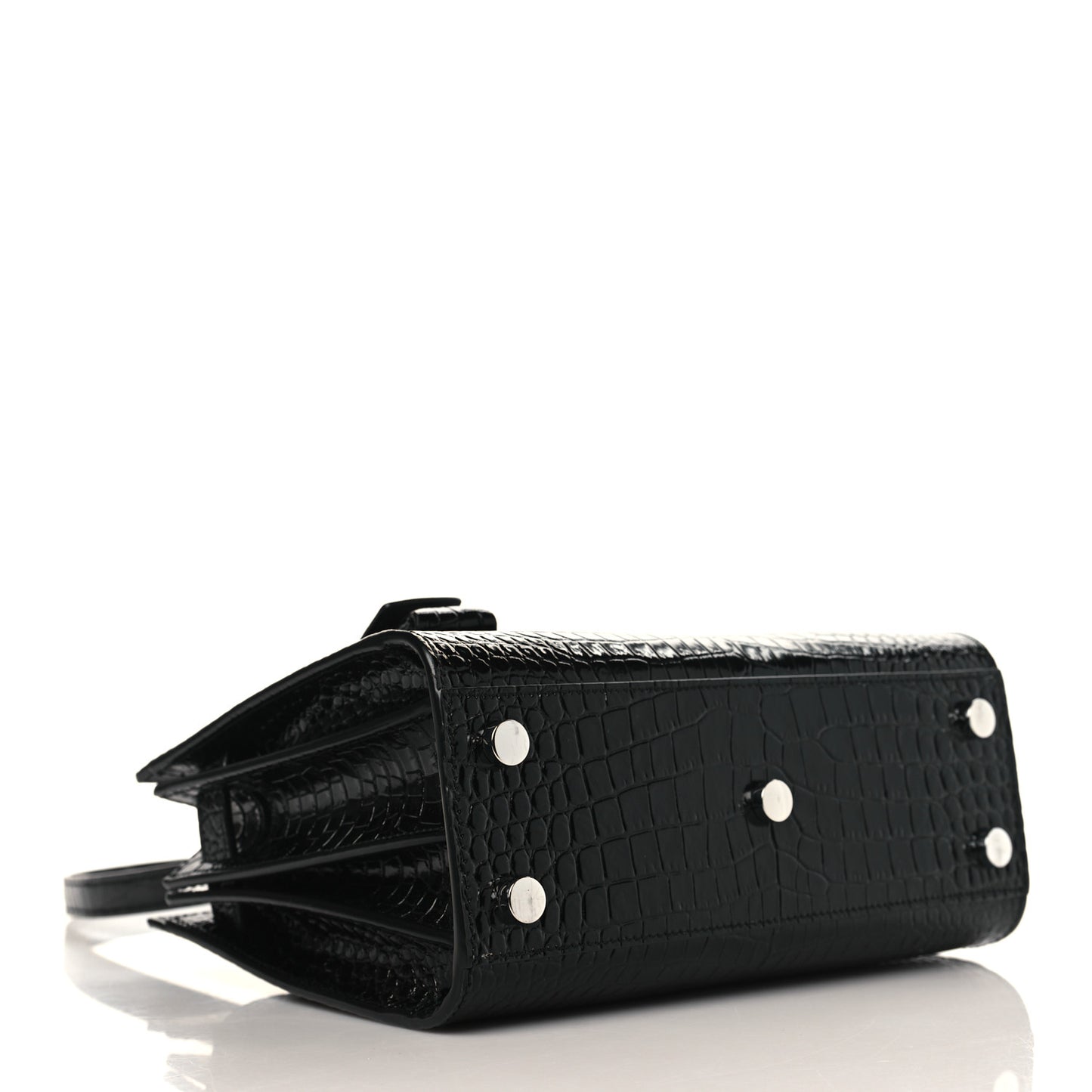 Calfskin Crocodile Embossed Nano Sac De Jour Black