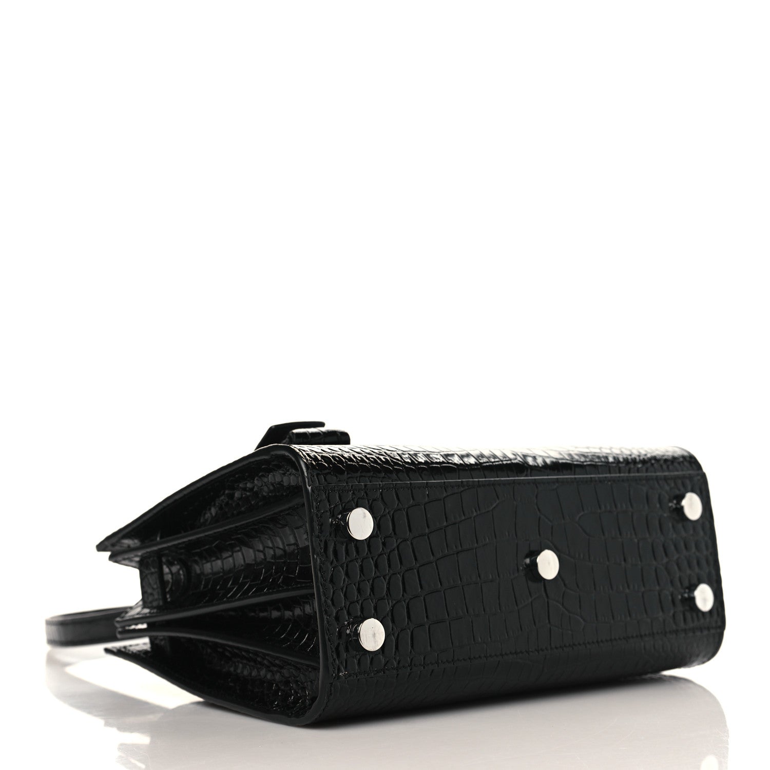 Saint Laurent Calfskin Crocodile Embossed Nano Sac De Jour Black 4 of 9