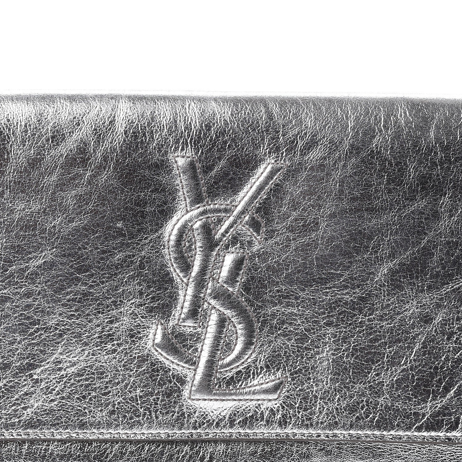 Saint Laurent Metallic Calfskin Monogram Large Belle De Jour Clutch Silver 6 of 9