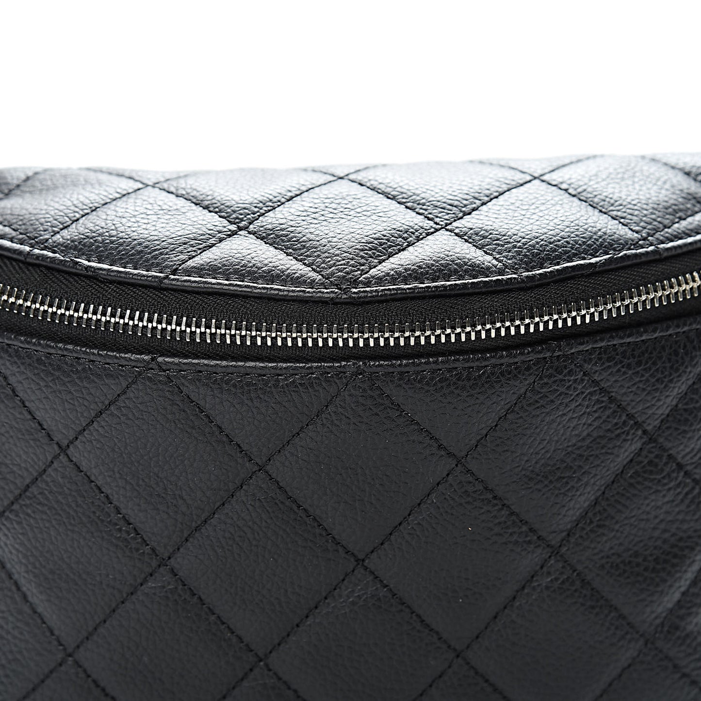 Grained Calfskin Quilted Waist Belt Bag Black