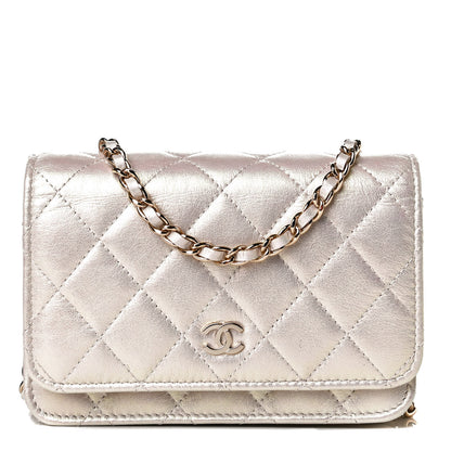 Chanel Iridescent Lambskin Quilted Mini Wallet On Chain WOC Ivory 1 of 11