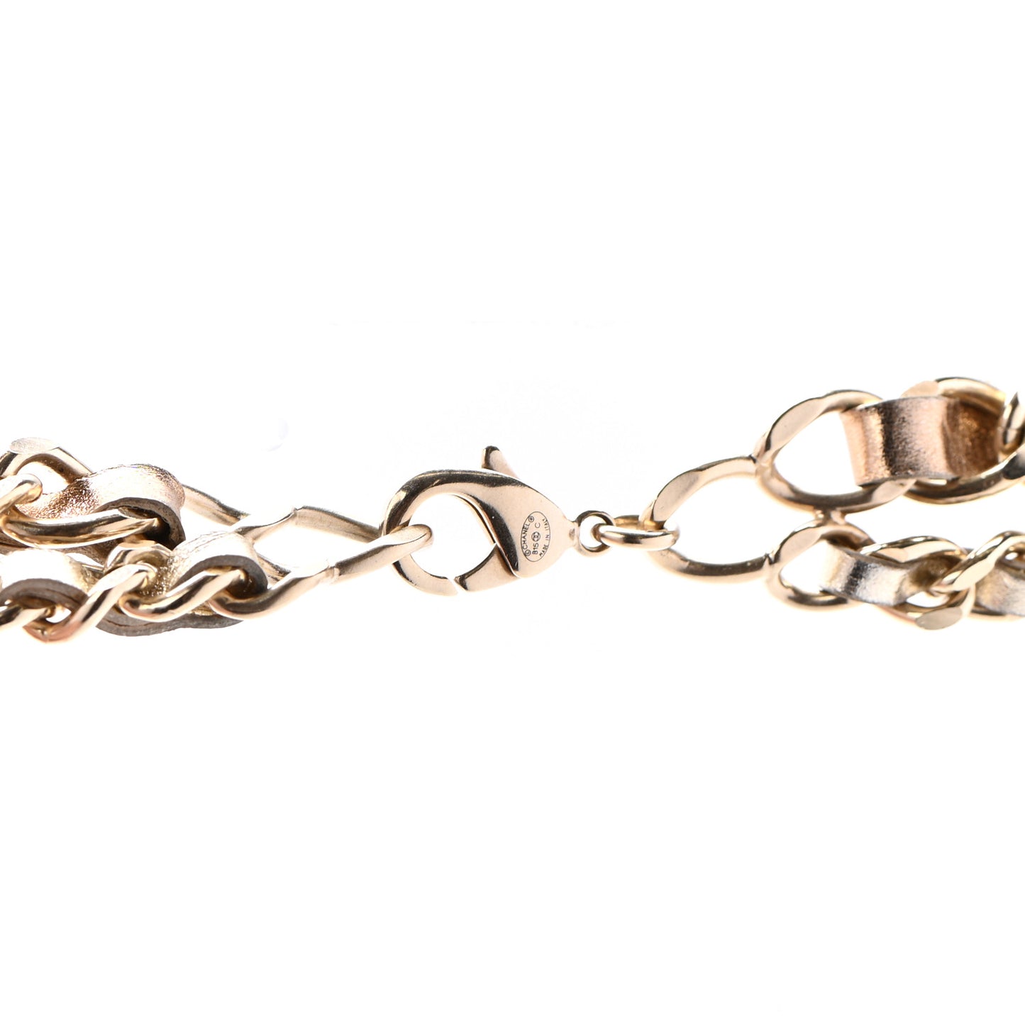 Lambskin CC Turnlock Long Necklace Gold