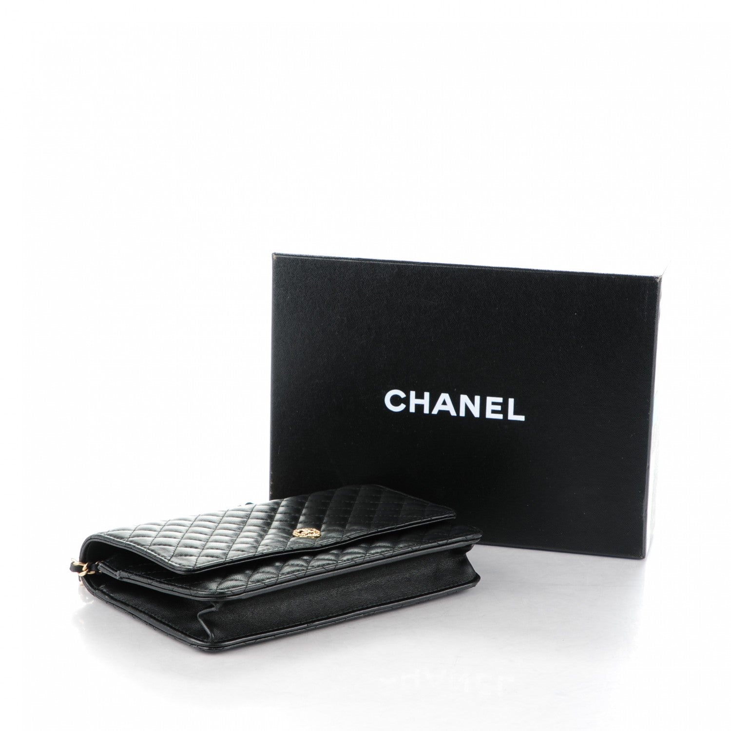 Chanel Lambskin Micro Quilted Wallet On Chain WOC Black 4 of 8