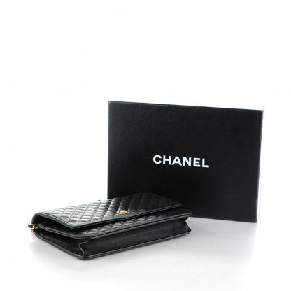 Chanel Lambskin Micro Quilted Wallet On Chain WOC Black 4 of 8