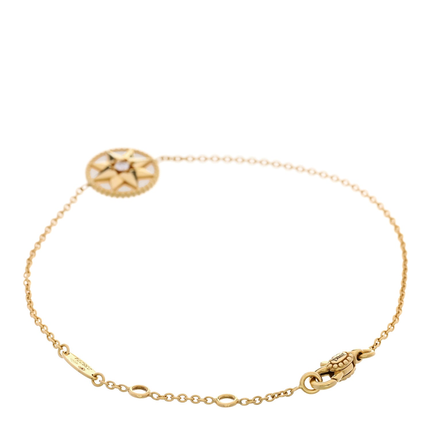Christian Dior 18K Yellow Gold Diamond Mother of Pearl Rose Des Vents Bracelet 2 of 5