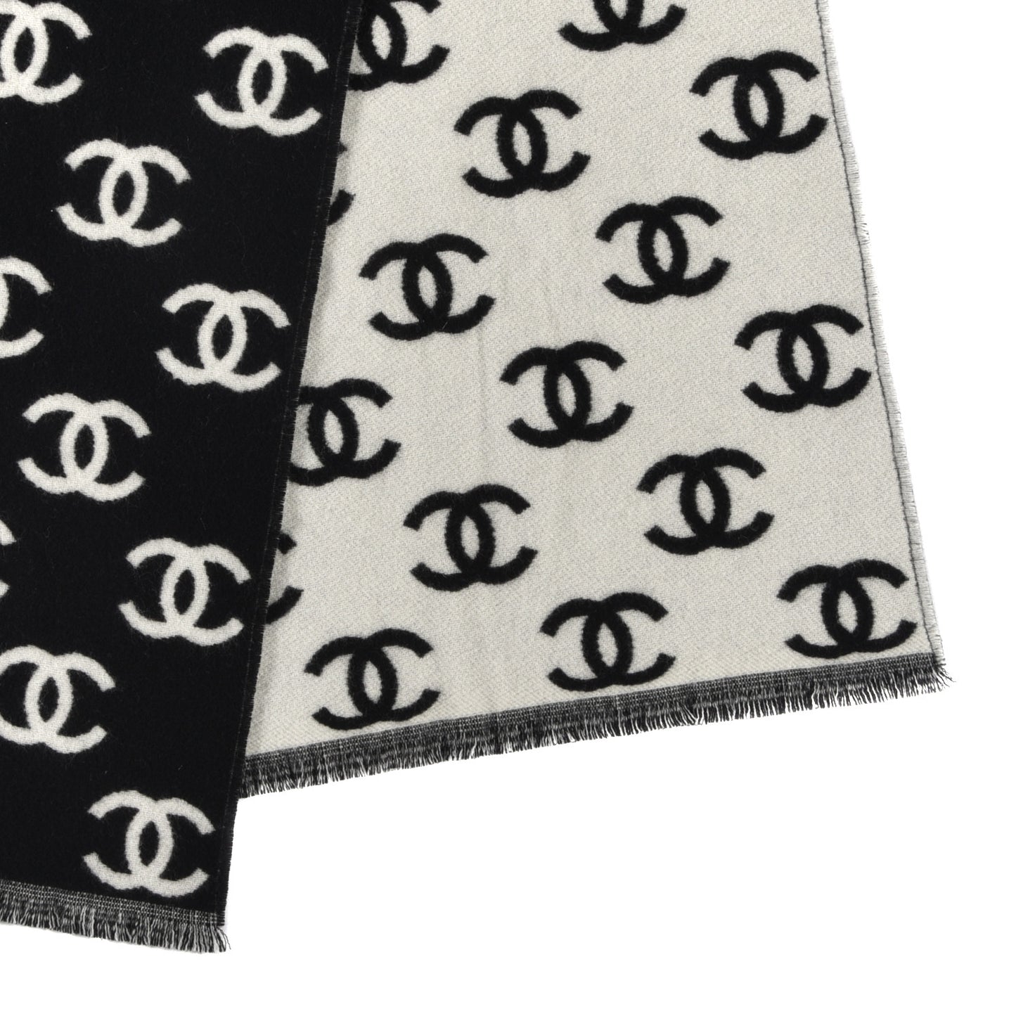 Wool Cashmere CC Scarf Black White
