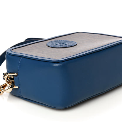 Fendi Glazed Fabric Vitello Century FF 1974 Stamp Patch Mini Camera Case Mogano Panna Iris 10 of 13