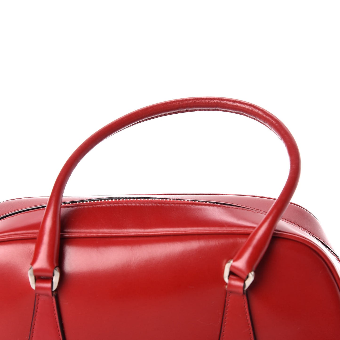Vitello Lux Mini Bowling Bag Rosso