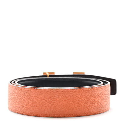Hermes Box Togo 32mm H Belt 80 32 Black Orange 2 of 5