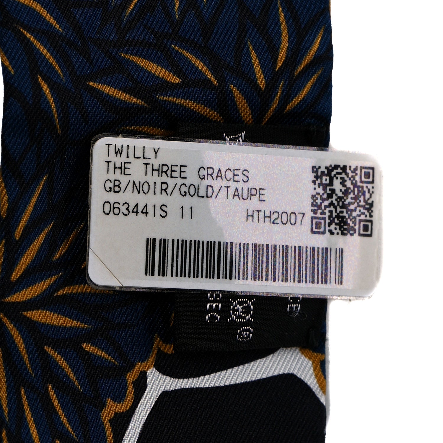 Hermes Silk Three Graces Twilly Black Gold Taupe 4 of 4