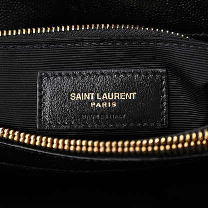 Saint Laurent Grain de Poudre Calfskin Y Quilted Monogram Medium Loulou Chain Satchel Black 6 of 10