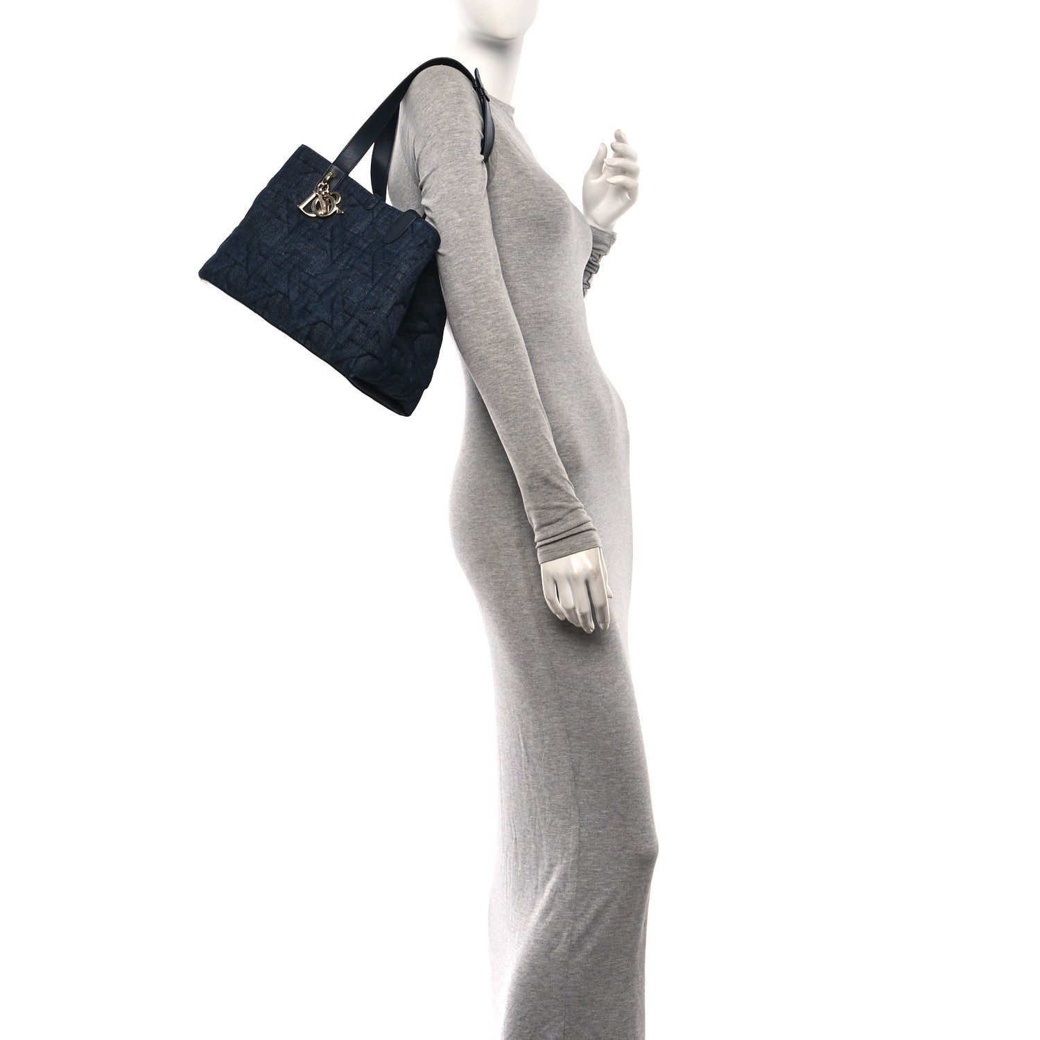 Christian Dior Denim Graphic Cannage Medium Toujours Blue 2 of 11