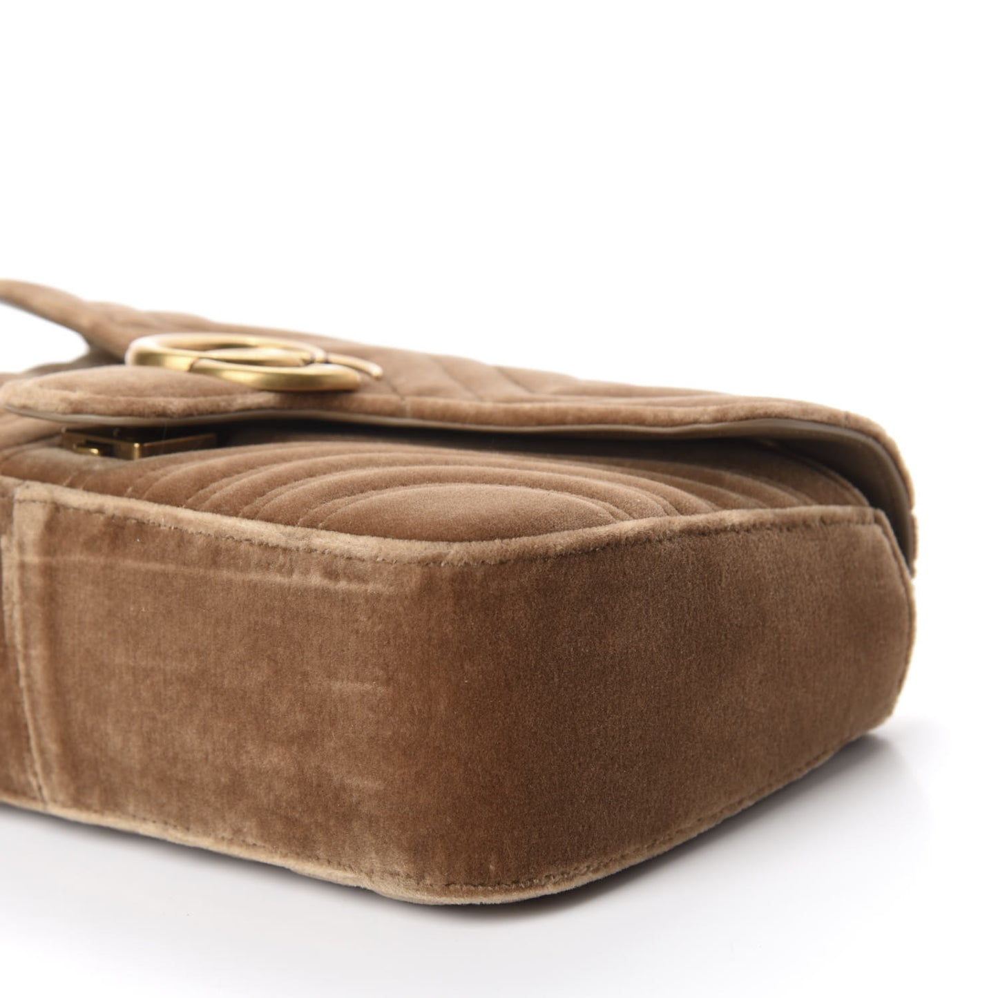 Velvet Matelasse Small GG Marmont Shoulder Bag Taupe