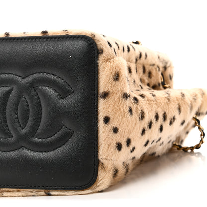Chanel Pony Hair Cheetah Printed CC Chain Bucket Bag Light Beige Black 10 of 11