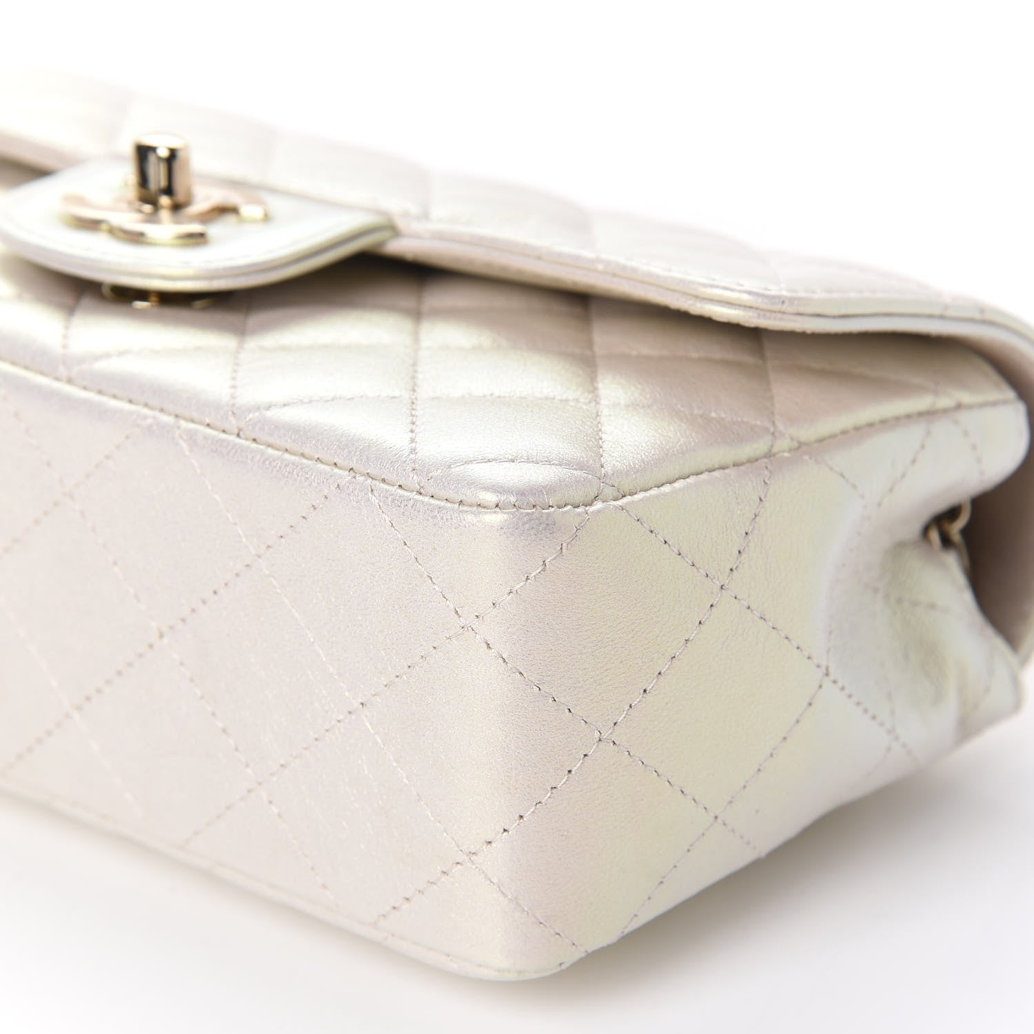 Chanel Iridescent Lambskin Quilted Mini Rectangular Flap Ivory 7 of 11