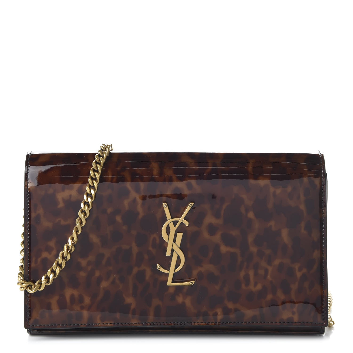 Saint Laurent Patent Monogram Chain Wallet Tortoiseshell 1 of 9