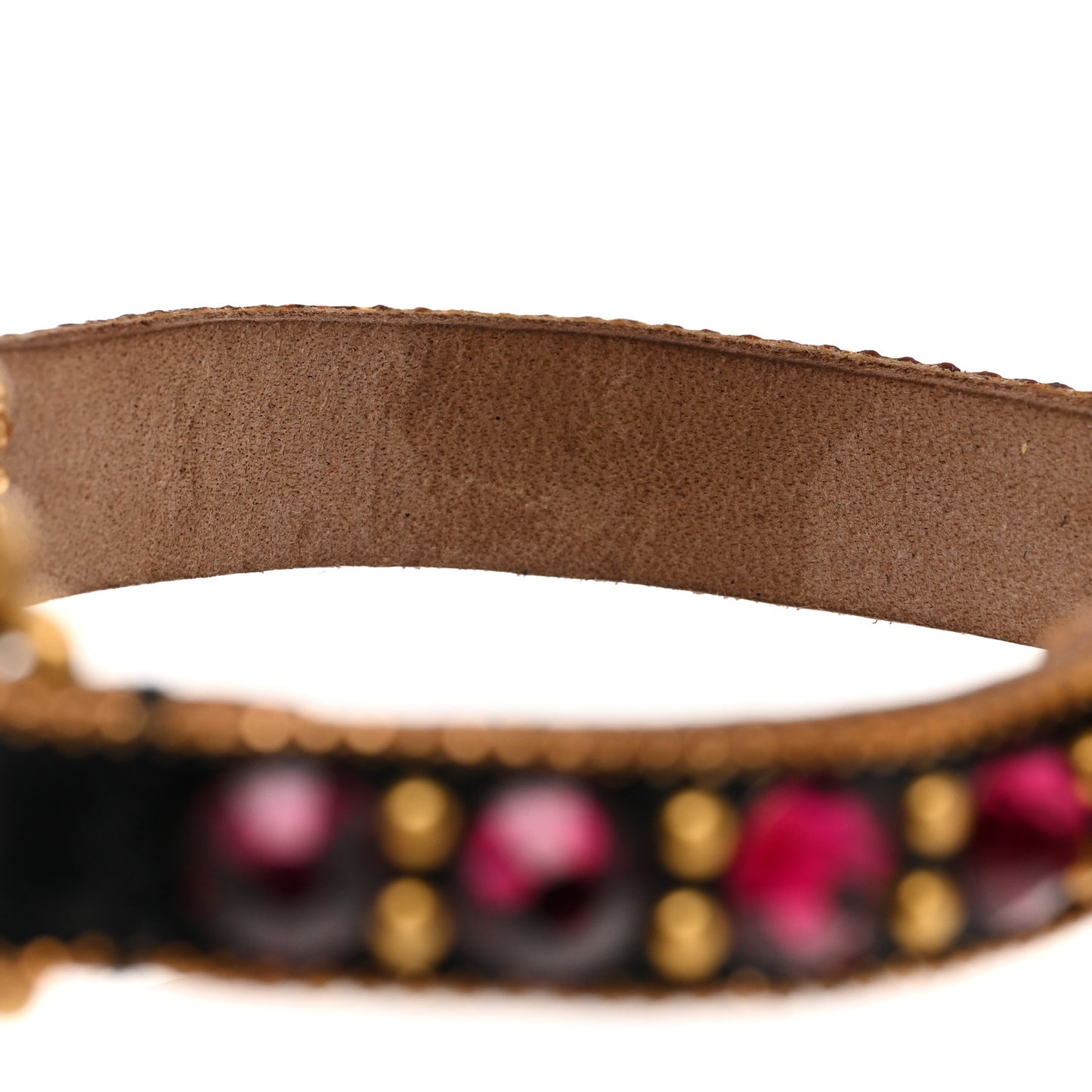 Calfskin Crystal Double G Bracelet Gold