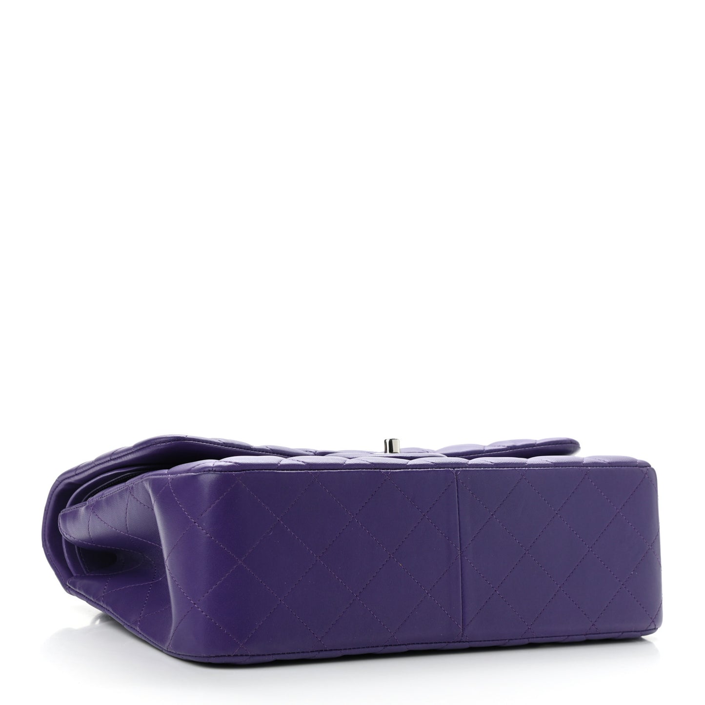 Lambskin Quilted Jumbo Double Flap Purple