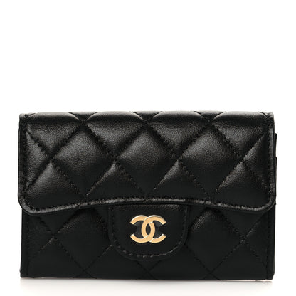 Chanel Lambskin Quilted Flap Card Holder Wallet Black 1 of 9