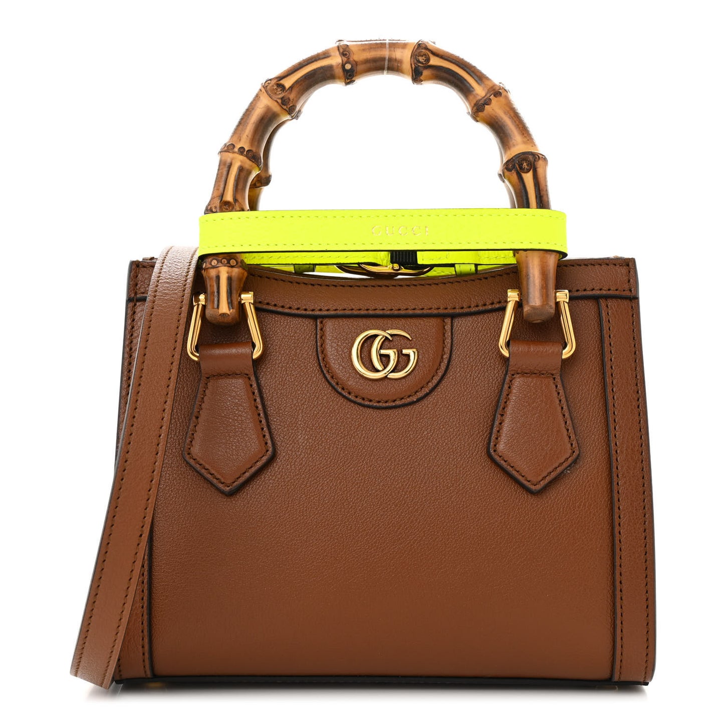 Wonka Grain Calfskin Mini Diana Tote Bag Cuir Yellow Fluo